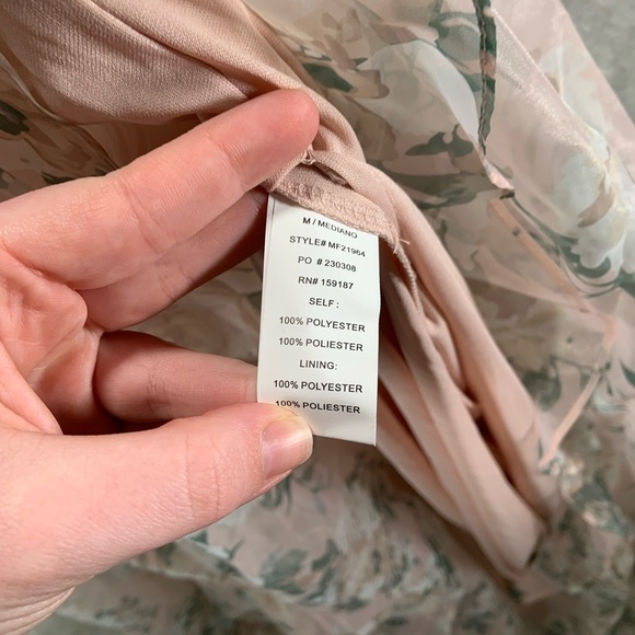 Maniju Floral Dress Women's Medium Blush Sheer Corset Slit Maxi Cottage Whimsy - Picture 10 of 13